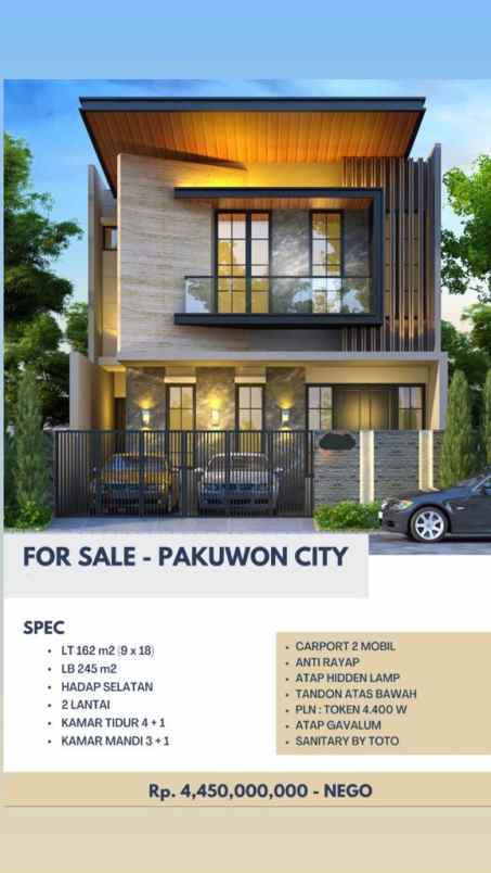 for sale rumah cantik baru siap huni pakuwon city