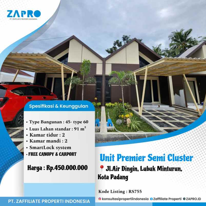 jual rumah desain modern di lumin padang