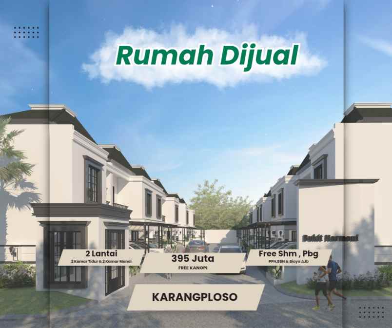 rumah 2 lantai di karangploso 395 juta shm