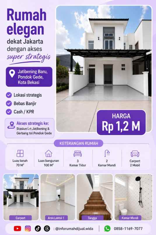 rumah baru pondok gede bekasi dekat lrt jatibening