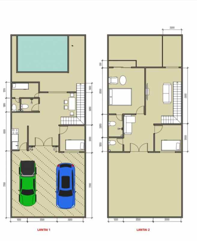 rumah mewah 2 lantai di tanah baru depok ada pool