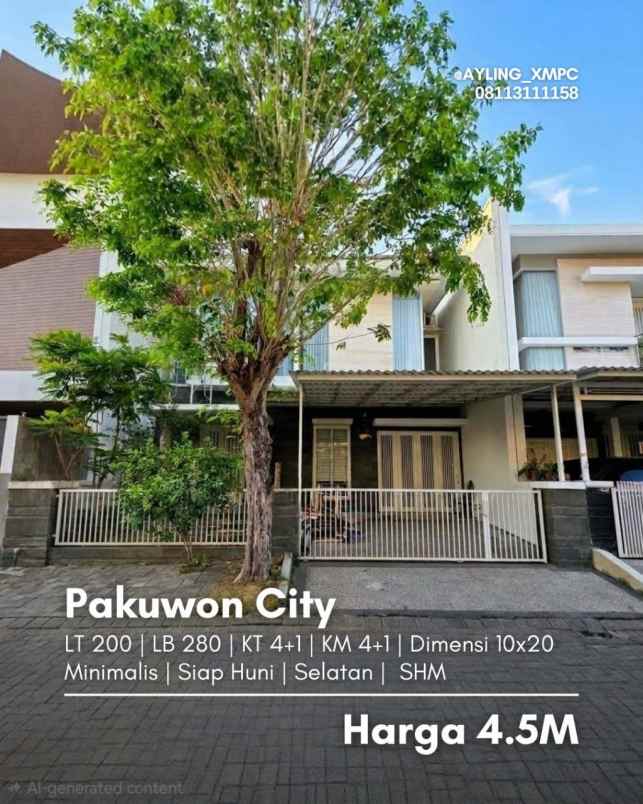 rumah pakuwon city minimalis siap huni