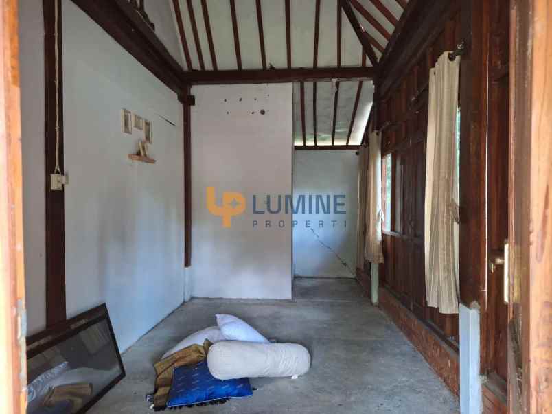 rumah semi villa joglo dengan kolam renang