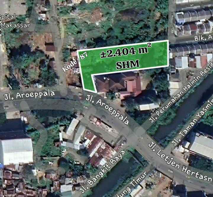 tanah 2400 m2 di jl poros aropala makassar