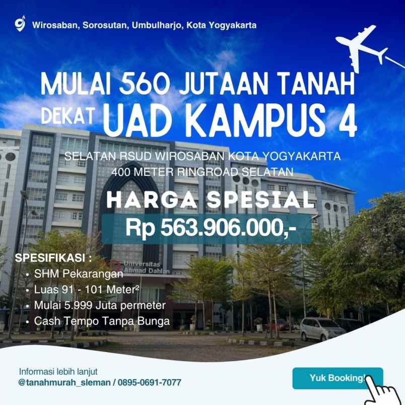 tanah view sawah di kota yogyakarta barat kampus 4 uad