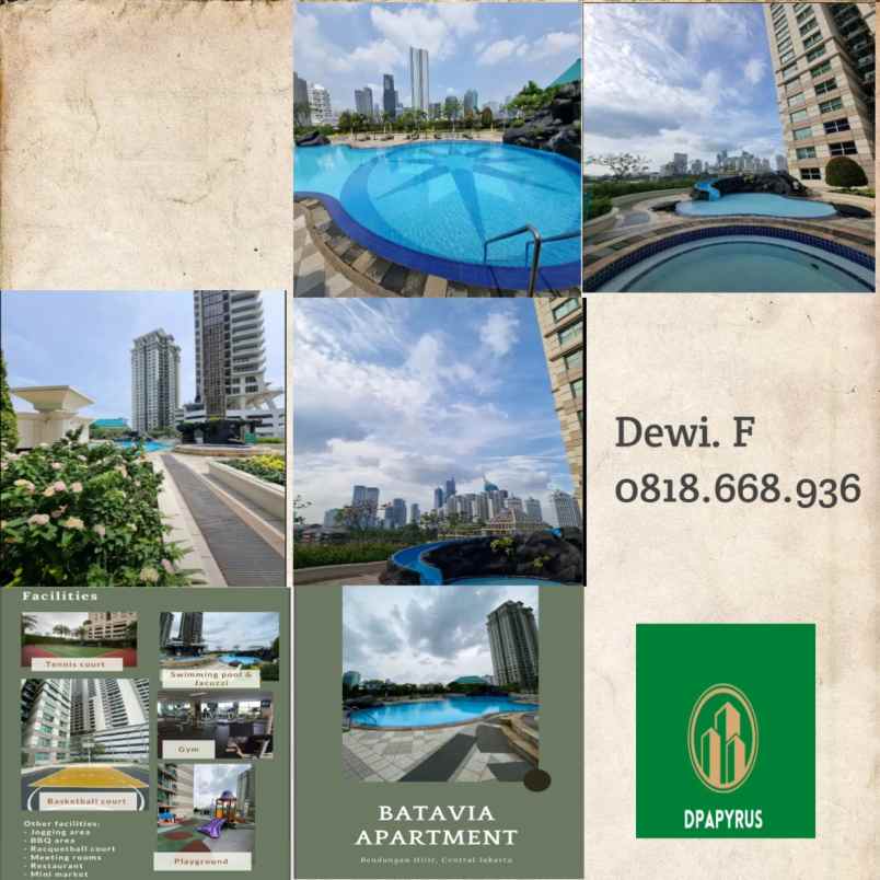 apartment batavia 2 kamar 85m furnish tower 2 13jt bln