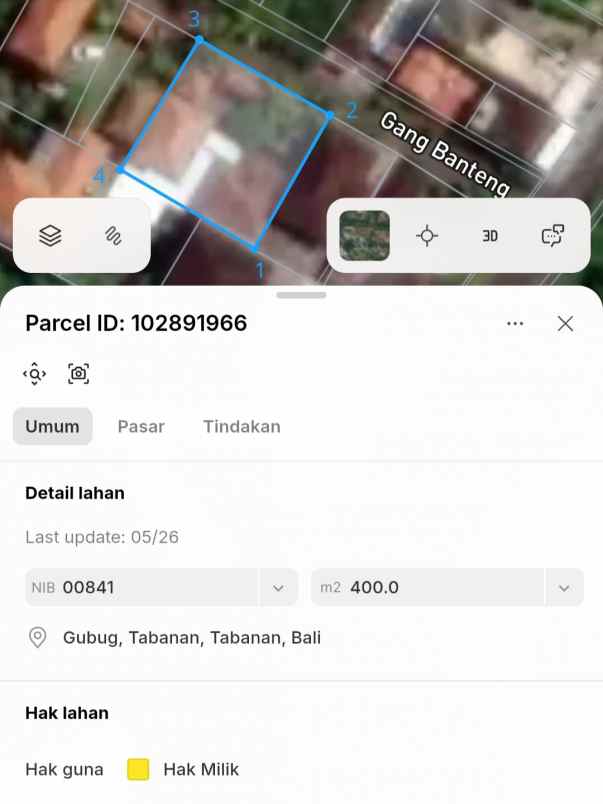 dijual 2 are jl yeh gangga i br taman gubug tabanan