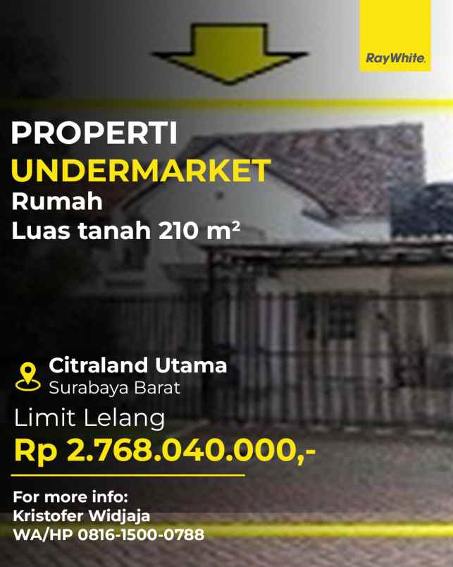 dijual aset lelang rumah taman puspa raya surabaya shm