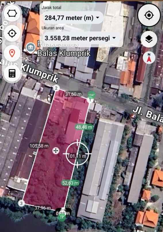 dijual ruko gudang kantor raya balas klumprik