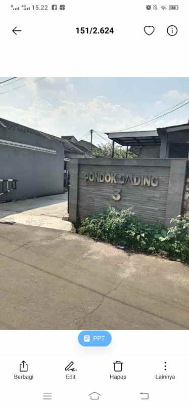 dijual rumah di perumahan pondok gading 3 blok d no 8