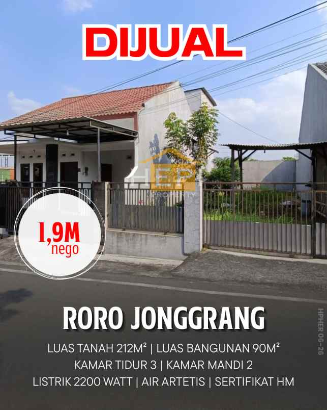dijual rumah di rorojonggrang semarang barat