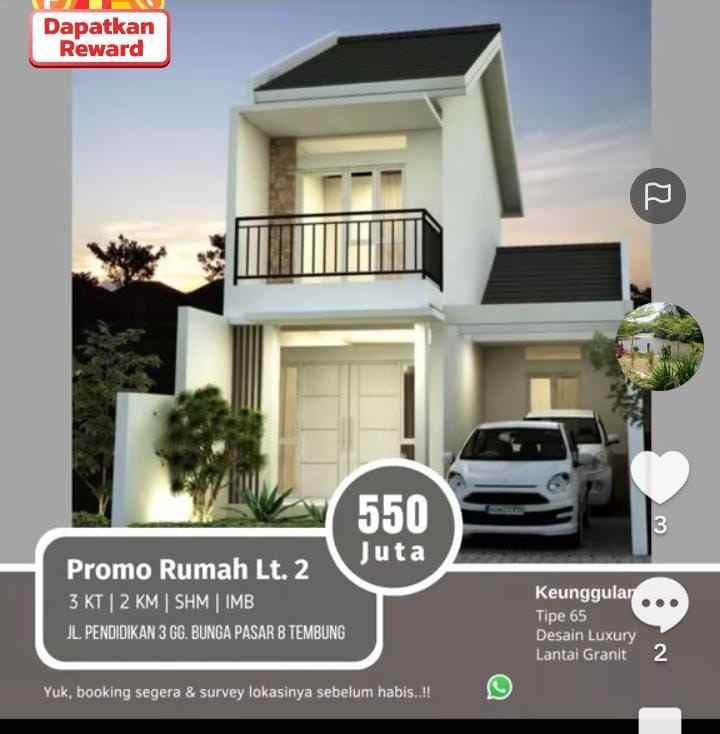 dijual rumah jl pendidikan 3 gg bunga