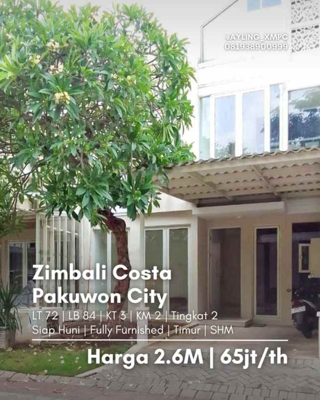 dijual rumah zimbali costa