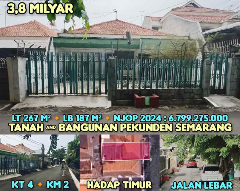dijual tanah dan bangunan di pekunden semarang