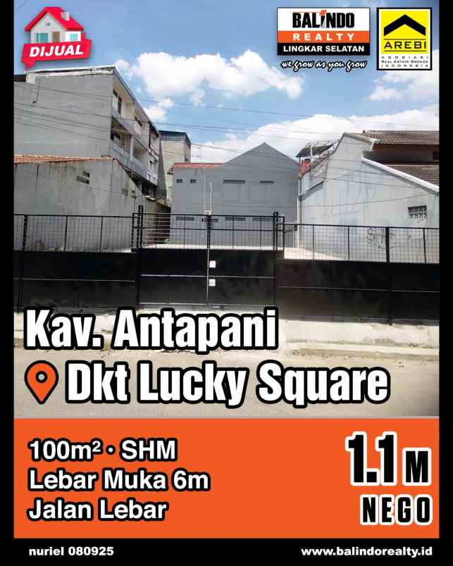 dijual tanah dekat lucky square di antapani