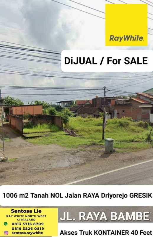 dijual tanah jalan raya bambe