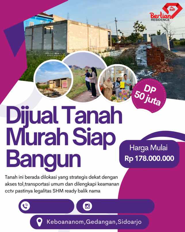 dijual tanah murah gedangan include biaya shm