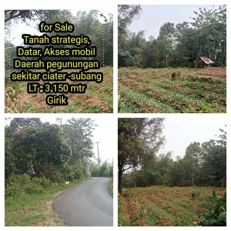 For Sale Tanah Strategis Daerah Sekitar Ciater Subang Jawa Barat