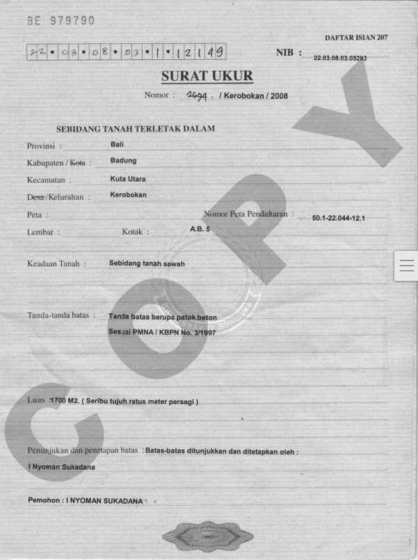 dijual tanah tegal cupek