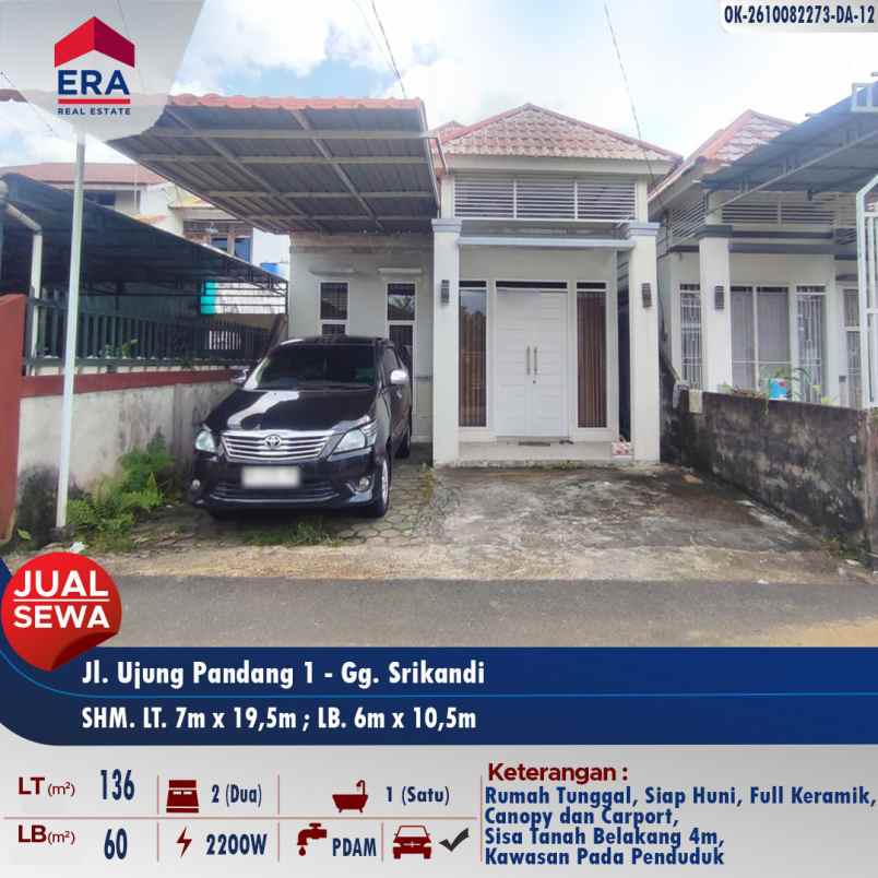 disewakan rumah jl ujung pandang 1