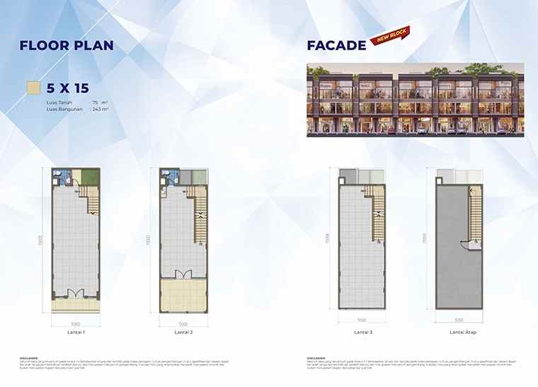 ruko crystal 3lt 5x15 75m sumbek summarecon bekasi