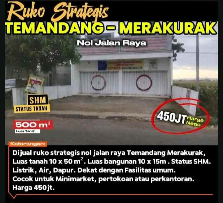ruko strategis nol jalan raya temandang