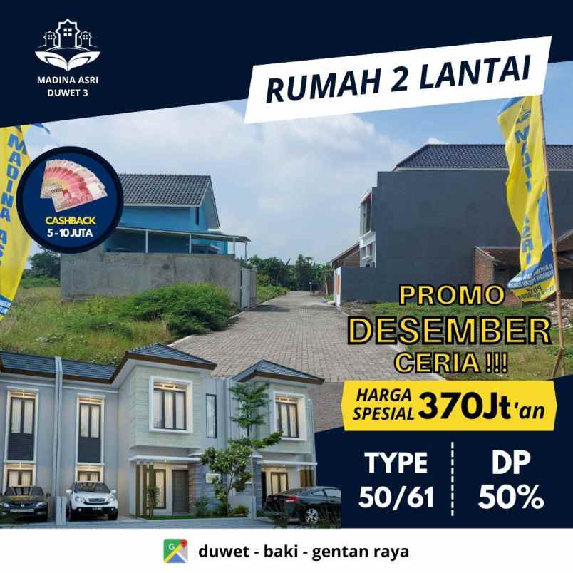 rumah dua lantai di gentan raya