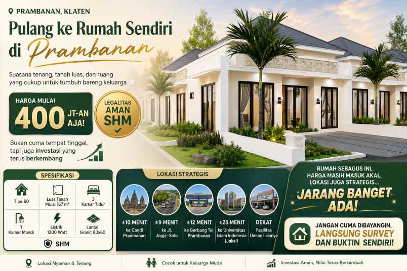 rumah impian di prambanan harga masih 400 jutaan