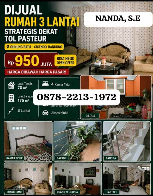 rumah siap pakai dekat ke tol pasteur bandung