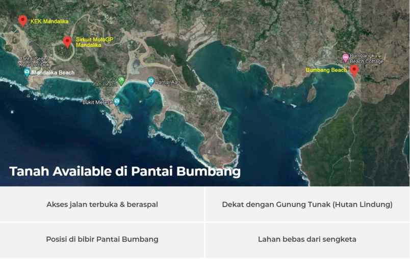 tanah dekat pantai jalan mertak bumbang lombok