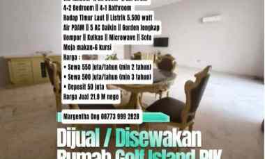 dijual disewakan rumah golf island pik 4 2 bedroom