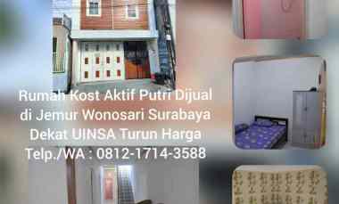 Rumah Kost Aktif Dijual di Surabaya Turun Harga dekat Kampus Uinsa