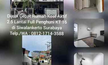 Rumah Kost Aktif Dijual di Surabaya Daerah Siwalankerto KT 16