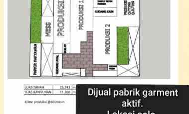 dijual pabrik garmen aktif di solo