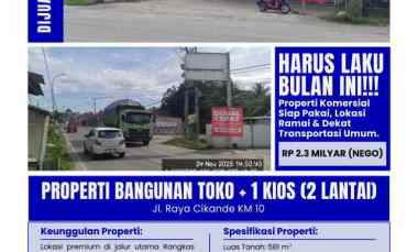 dijual ruko gudang kantor jalan raya rangkas bitung