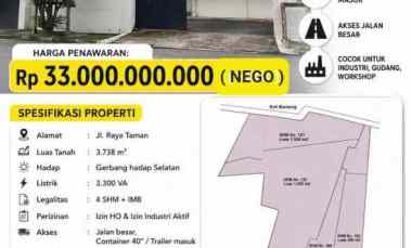 dijual ruko gudang kantor jalan raya taman
