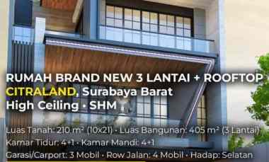 Dijual Rumah Brand New Citraland Surabaya Barat Ada Rooftop SHM