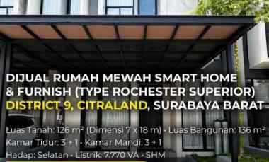 Dijual Rumah District 9 Citraland Surabaya Barat Full Smart Home