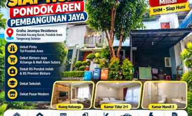 Rumah Siap Huni Pondok Aren Pembangunan Jaya SHM 2 Lantai
