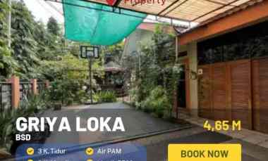 dijual rumah hook luas nyaman di griya loka bsd