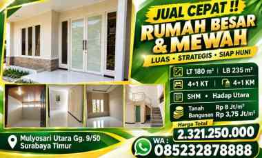 dijual rumah jl mulyosari utara gg 9 no