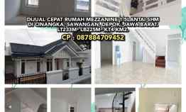 Jual Murah Rumah Mezzanine 1.5lantai Shm Lt233 Lb225 di Sawangan Depok