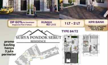 dijual rumah jl pondok serut pondok