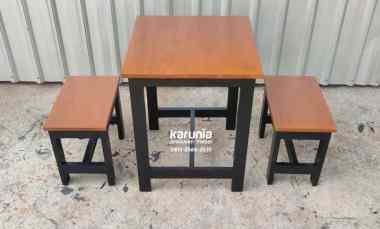 Set Meja Makan Warung Kafe Minimalis Finishing Melamine Halus
