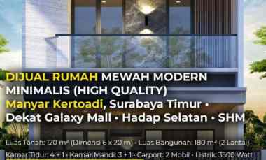 Dijual Rumah Mewah Manyar Kertoadi Surabaya Timur High Ceiling Hadap S