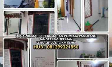 Dijual Rumah di Perum Permata Pamulang Tangerang Selatan. Lt100 Lb100