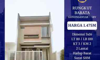 Rumah Baru 2 Lantai Rungkut Barata Surabaya 1.475M Nego Hadap Barat