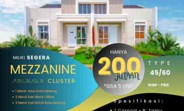 Dijual Rumah Murah 2 Lantai Type Mezzanine di Kota Malang