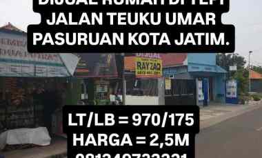 dijual rumah tepi jalan teuku umar