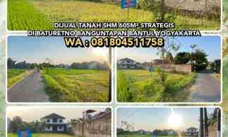 Dijual Tanah Shm 605m Strategis di Banguntapan Bantul Yogyakarta